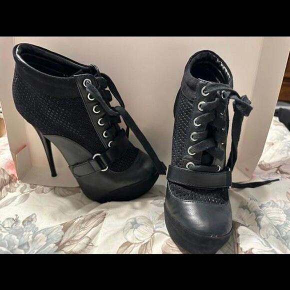 Shoes - Unleash Your Inner Rebel with These Badass Black Biker Style High Heels
